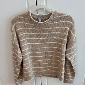 Autumn Cashmere Tan and White Striped Sweater